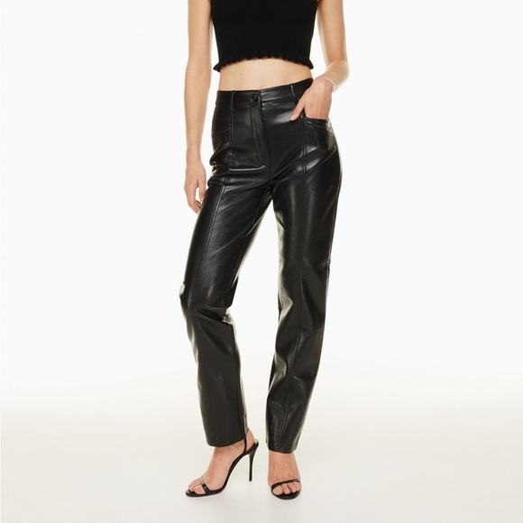 Aritzia Wilfred High Waisted Black Faux Leather Women's Pants Size 0 - Picture 3 of 3
